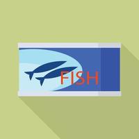 Fish tin icon, flat style vector