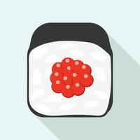 Caviar sushi roll icon, flat style vector