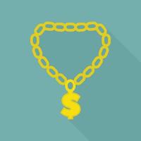 Rapper gold chain icon, flat style vector