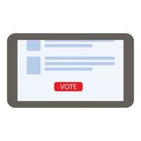 Online vote tablet icon, flat style vector