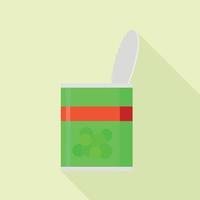 Peas tin can icon, flat style vector