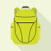 icono de mochila verde lima, estilo plano vector