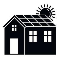 Solar panel house icon, simple style vector