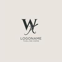 Initials WK letter monogram with elegant luxury style. Corporate identity and personal logo vector