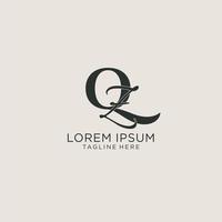 Initials QZ letter monogram with elegant luxury style. Corporate identity and personal logo vector