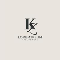 Initials KZ letter monogram with elegant luxury style. Corporate identity and personal logo vector