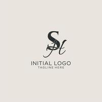 Initials SH letter monogram with elegant luxury style. Corporate identity and personal logo vector