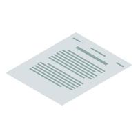 Contract paper icon, isometric style vector