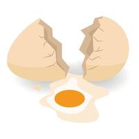 Fresh eggshell icon, isometric style vector