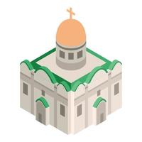 icono de la iglesia catedral, estilo isométrico vector