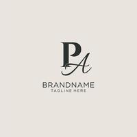 Initials PA letter monogram with elegant luxury style. Corporate identity and personal logo vector