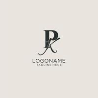 Monograma de letras pk iniciales con estilo elegante y lujoso. identidad corporativa y logotipo personal vector