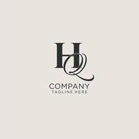 Initials HQ letter monogram with elegant luxury style. Corporate identity and personal logo vector