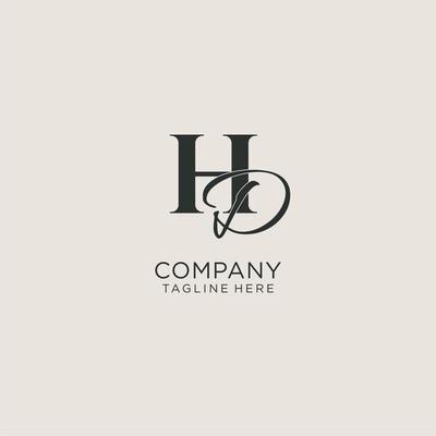 Initials HD letter monogram with elegant luxury style. Corporate identity and personal logo