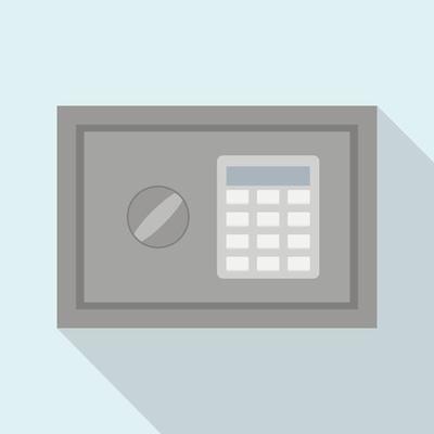 Digital secured safe icon, flat style