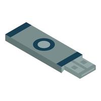 Usb flash memory icon, isometric style vector