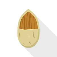 Almond nut icon, flat style vector