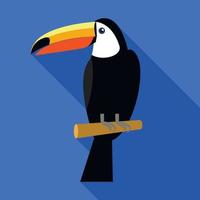 Toucan on tree icon, flat style vector