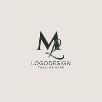 monograma de letras iniciales ml con elegante estilo de lujo. identidad corporativa y logotipo personal vector