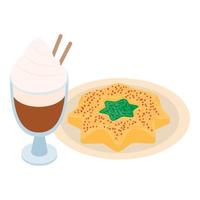 icono de postre caliente, estilo isométrico vector