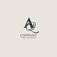 Initials AQ letter monogram with elegant luxury style. Corporate identity and personal logo vector