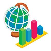 Global dynamics icon, isometric style vector