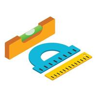 Measuring tool icon, isometric style vector