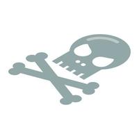 Skull bone icon, isometric style vector