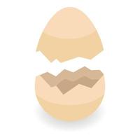 Two parts eggshell icon, isometric style vector