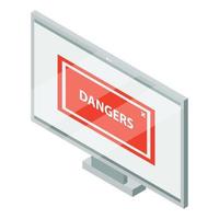 Danger phishing computer atack icon, isometric style vector