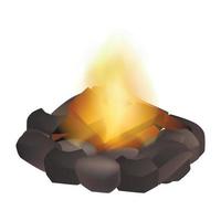 Wood campfire icon, realistic style vector