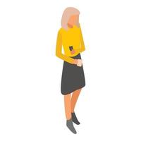 Woman office work icon, isometric style vector
