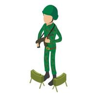 Border guard icon, isometric style vector