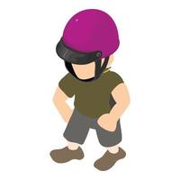 Polo player icon, isometric style vector