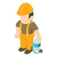 Working rammer icon, isometric style vector