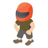 Race driver icon, isometric style vector