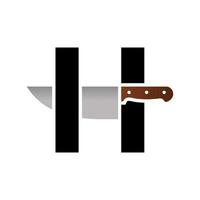 logotipo inicial del cuchillo h vector