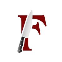 Initial F Kitchen Knife vector