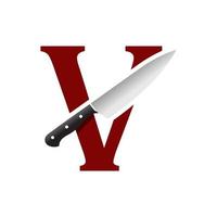 Initial V Kitchen Knife vector