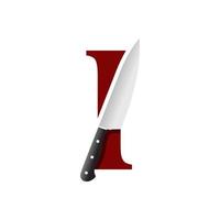 Initial I Kitchen Knife vector