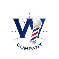 Initial W Barbershop Logo vector