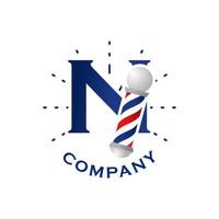 Initial N Barbershop Logo vector