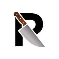 logotipo inicial del cuchillo r vector