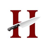 Initial H Kitchen Knife vector