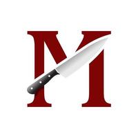 Initial M Kitchen Knife vector