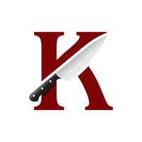 Initial K Kitchen Knife vector