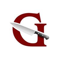 Initial G Kitchen Knife vector