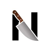 cuchillo inicial n logo vector