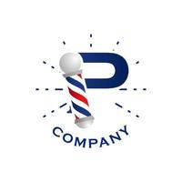 Initial P Barbershop Logo vector