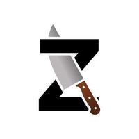 logotipo inicial del cuchillo z vector